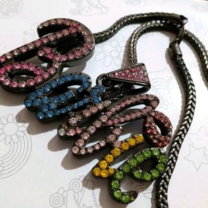 Vintage Multi Color Barbie Name Plate Necklace